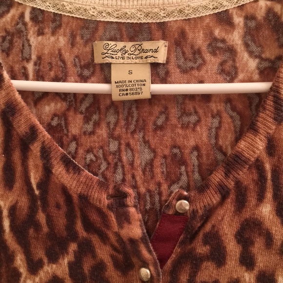Lucky brand leopard print button up cardigan - Picture 2 of 2